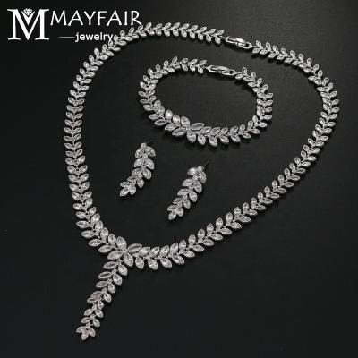 China MAYFAIR FASHIONABLE Marquise Cut Wedding Zircon Jewelry Luxury Hot Selling Shiny Set High Quality 3A Zirconia Earring Bracelet Necklace Sets for sale