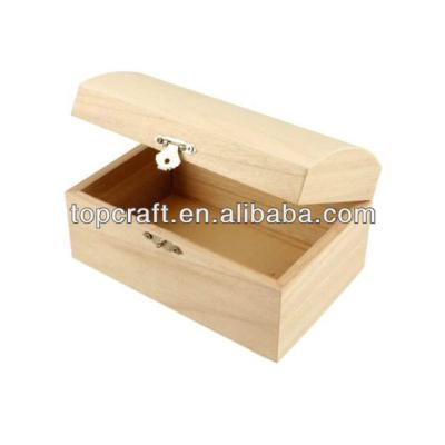 China Recyclable Wooden Treasure Chest Storage Box 16cm Decorate / Paint Wood Craft Design Create for sale