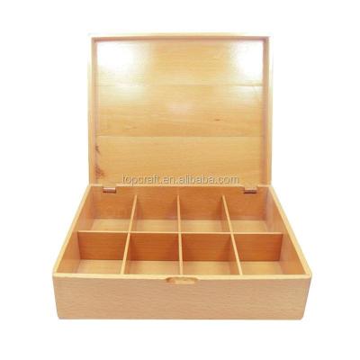 China Factory Price Recycled Materials Cheap Solid Wood Tea Storage Box 8 Compartments for sale