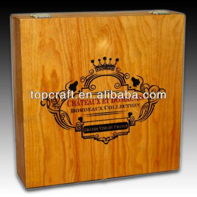 China Recyclable BORDEAUX COLLECTION FRENCH WOODEN WINE BOX 4 BOTTLES for sale