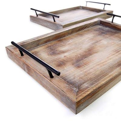 China Home.Restaurant.Bar.Hotel.Wedding. Super markets promotions wholesale set of 2 farmhouse decor rustic antique soild wood breakfast serving morden restaurant wood serving tray for sale