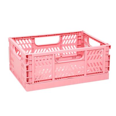 China Newly Sustainable Items Hot Sale Wholesale Kids Toys Folding Plastic Storage Basket With Carry Handle for sale