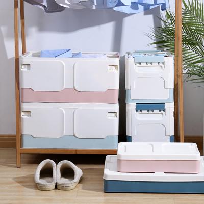 China Toy Book Snack Plastic Carrying Viable Case Household Factory Service Box Stackable Folding Storage Box With Lid for sale