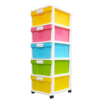 China Factory Price Household Contemporary Wholesale Colorful Combination Wardrobe Living Room Bedroom Plastic Plastic 5 Drawers With Wheels for sale