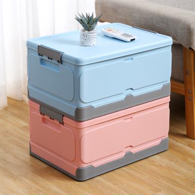 China Hot sale viable small size durable folding box factory plastic stackable foldable book storage box with lid folding storage bins for sale