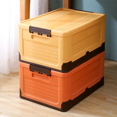 China Viable Wholesale Mobile Large Car Household Storage Box Outdoor Camping Container Stacking Crates Folding Utility Box With Cover for sale