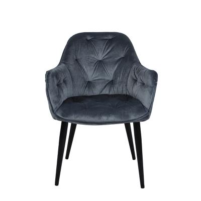 China KD Packing Velvet Classic Hot Sale Dark Gray Dining Arm Chair Living Room Seat for sale