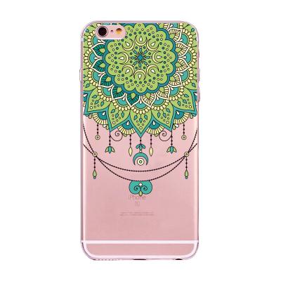 China Mandala Flower Painting Soft Tpu Ultra Thin Scratchproof Clear Floral Clear Relief Gradient Back Cover For Iphone X 8 7 6 Phone Case for sale