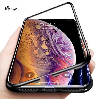 China Anti-scratch / Durable / Fashion For iPhone XR Case Magnetic Tempered Glass Back Cover Magnetic Phone Case For iPhone XS Max X 8 6 for sale