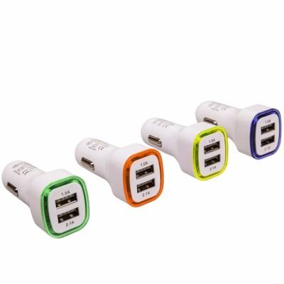 China China-chic 1A 2.1A Dual USB Car Charger Multicolor New Round USB Car Charger For Samsung Universal Charger for sale