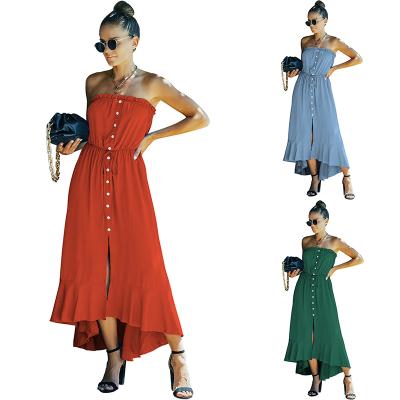 China 2022 Breathable Women Clothing Plain Dyed Spring Summer Party Long Wrap Woman Casual Dress for sale