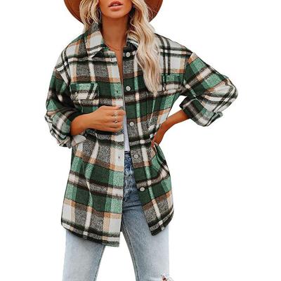 China Fashion Women Fashion Casual Outfit Plus Size Check Shirt Drop Winter Ladies Plaid Casual Coat for sale