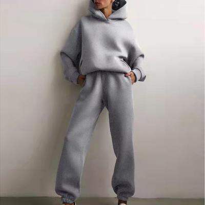 China Wholesale Breathable In All Colors 2 Piece Women's Tracksuits Long Sleeve Oversized Streetwear Sweatpants And Hoodie Simple Set for sale