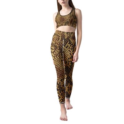 China Snake Print Breathable Sports Bra High Waist Stretch Tight Womens Breathable Yoga Set for sale