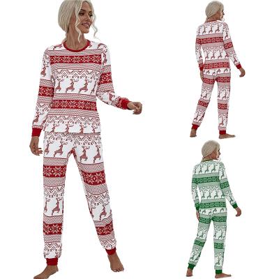 China Autumn 2021 Women Long Sleeve Christmas Sweater Set Winter Breathable Fall Two Piece Polyester Spandex Printing Comfortable Loungewear for sale