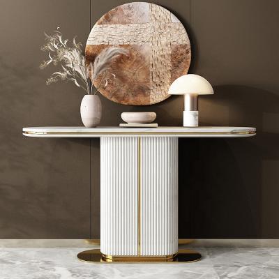 China Italian modern luxury light luxury white marble furniture hotel style table porch table porch table side console table for sale