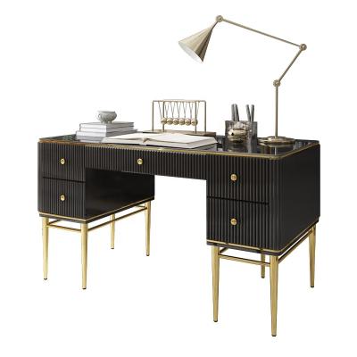 China Modern Light Luxury Computer Desk Stainless Steel Home Office Desk With Drawers Modern Minimalist Wooden Computer Desk for sale