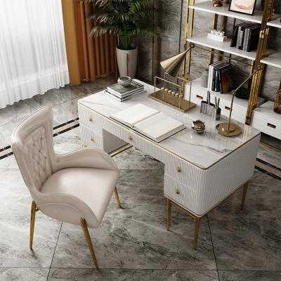 China Modern Light Luxury Computer Desk Stainless Steel Home Office Desk With Drawers Modern Minimalist Wooden Computer Desk for sale