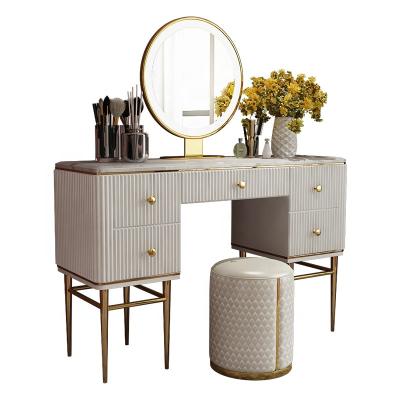 China Luxury Dressing Table (Other) Bedroom Furniture Adjustable Modern Golden Leg Set Dressing Table With Drawers Dressing Table for sale