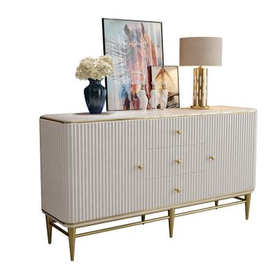 China Modern Light Luxury Simple Living Room Furniture Sideboard Apartment Hotel Cabinet Side Restaurant Cabinet Marble Side Panel for sale