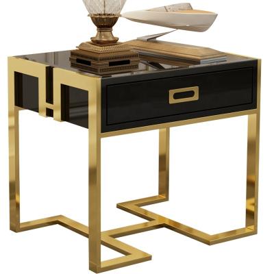 China Modern Light Luxury Rectangular Living Room Furniture Bedroom Study Black Side Table for sale