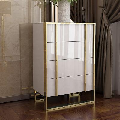 China Bedroom Living Room Furniture Stainless Steel Storage Bucket Modern Lightweight Luxury Wardrobe for sale