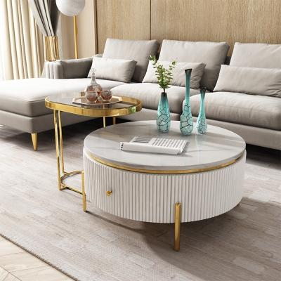 China Hotel luxury modern luxury leisure furniture living room combination coffee table combination style glass marble exquisite coffee table for sale