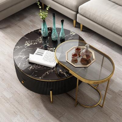 China Luxury Modern Marble Coffee Table Corner Table Combinations Tea Coffee for sale