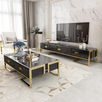 China Modern luxury hot sale living room furniture TV cabinet light luxury European style coffee table cabinet TV cabinet for sale