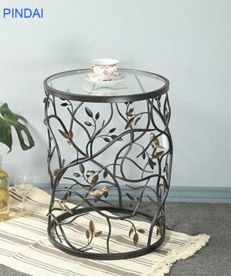 China Creative iron glass art table tea table sofa decoration small storage living room coffee table for sale