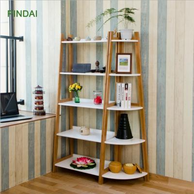 China Modern Outdoor Plant Display Rack Floor Wood Decorative Garden Ladder Shelf for sale