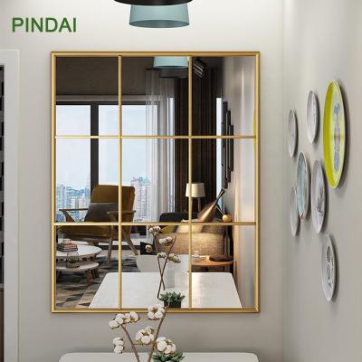 China Modern Large Frame Multifunctional Mirror Metal Design Grill Stained Glass Mirror Wall Decorative Mirror for sale