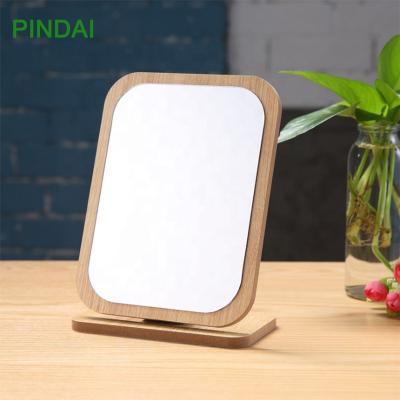 China Double Sided Wooden Dressing Table Mirror Folfing Rectangle Makeup Vanit Table Mirror for sale