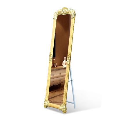 China Minimalist Flower Frame Vintage Sculpture Decorative Floor Standing Full Length Mirror for sale