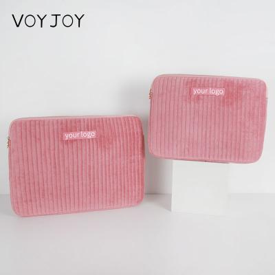 China Portable Mini Cosmetic Corduroy Makeup Bag Velvet Zipper Pouch Evening Theater Durable Pink Hand Clutch Toiletry Bags for sale