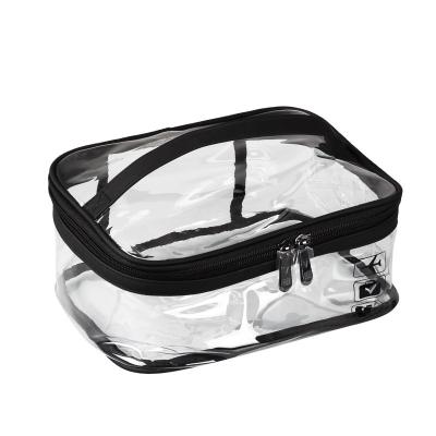 China Durable Wholesale Custom Waterproof Toiletry Case Travel Makeup Frosted Transparent Clear PVC Logo Cosmetic Bag for sale