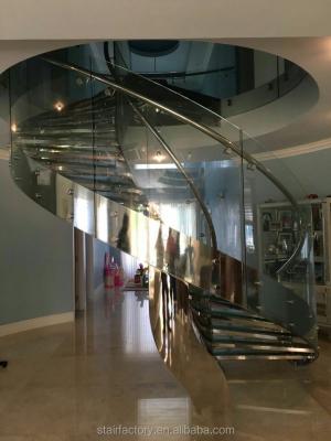 China Building FashionArc Curved Stairs 8/5000 Arc Curved Glass Balustrade Stair Curved Arc Stainless - glass stairsTS-350 for sale