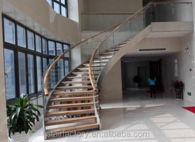 China Australia indoor modern glass steel staircase, arch stairs, indoor stairs, glass staircase fencing pillars, stainless steel strings, TS-253 for sale