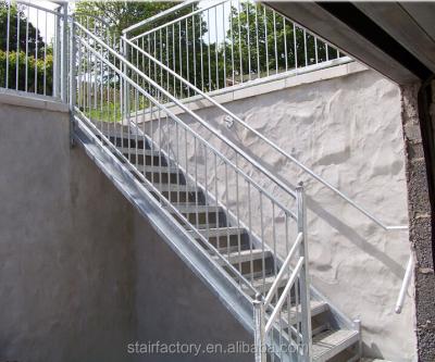 China Exterior metal construction staircase, exterior stair railing design, galvanized stairs, exterior precast steel stairsTS-289 for sale