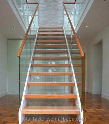 China Home Modern Indoor Double Staircase Stairs Home Modern Indoor Stairs Solid Wood Stairs LED Light Staircases Glass Railing Tread Light Staircase TS-264 for sale