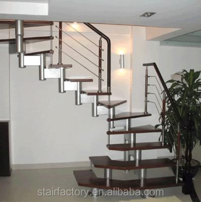 China Australia Modern Indoor Stairs Treads Indoor Solid Wood Staircase Used Attic Steel-Wood Indoor Single Staircase L-55 for sale