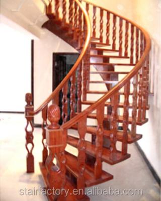 China Home House Wooden Stairs Indoor Single Rail Australian Curved Wooden Staircase Used Treads Indoor Solid Wood Staircase L-117 for sale