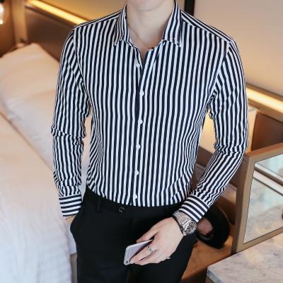 China Breathable Men Striped New Spring Autumn Men Shirts Fit Dress Shirts Good Quality Long Sleeve Slim Male Business Casual Wear for sale