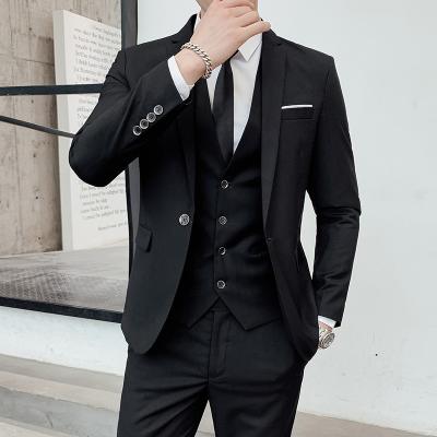 China Breathable Men's Suits Sets Jackets+Pants+Vest Groom Formal Wear Dress Size 6XL Male Solid Business Casual Slim Fit Suits for sale