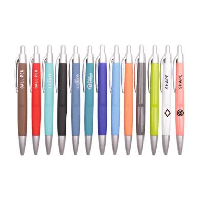 China Promotional Pen Best Selling Hotel Logo Printing Soft Rubber Finish Plastic Pen Colorful Promotional Ballpoint Pen for sale