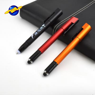 China Good Quality Promotional Pen Wide Shape Branded Logo Touch Pen Light With Phone Holder for sale