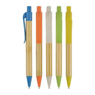 China Promotional Smoothing Pen Writing Wheat Straw Material Recycled Cheap Wooden Bamboo Pen for sale