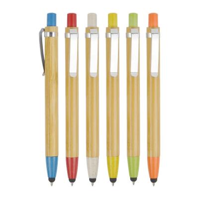 China Newest Promotional Material Wheat Straw Wooden Bamboo Pen Pen With Stylus In Suitable Price for sale