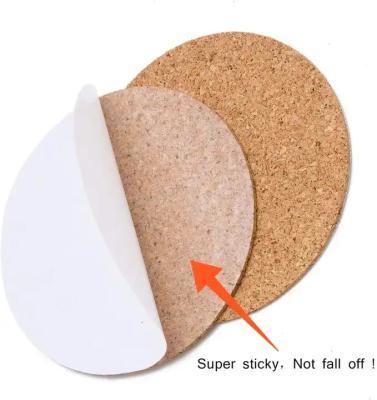 China Heat-Resistant Self-Adhesive Round Cork Board Cork Backing Sheets Mini Wall Cork Tiles for Coasters and DIY Crafts for sale