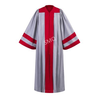 China Gray And Red 100% Polyester Modern Wholesale Church Choir Robe for sale